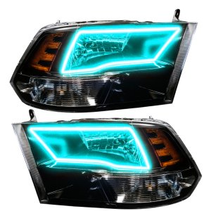 RAM 1500 Sport Headlight Halo Kits - ORACLE Lighting - Pre-Assembled ColorSHIFT with SWITCHBACK, Black Housing - `09-`18